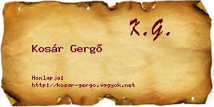 Kosár Gergő névjegykártya